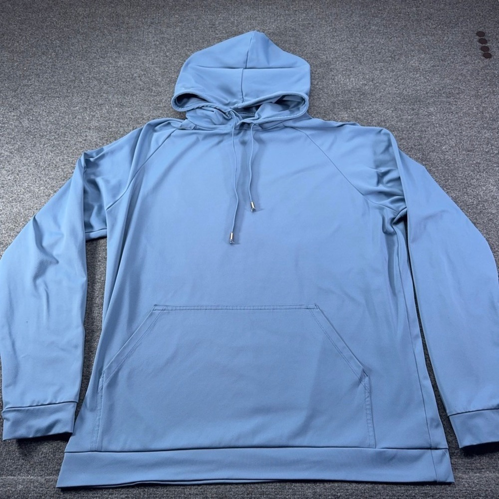 Grayson & Dunn Mens 2XL Blue Performance Hoodie Lightweight Activewear Pullover